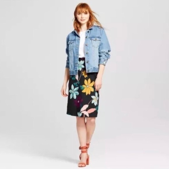 Who What Wear Black Floral Pencil Skirt Size 6 - Picture 1 of 5